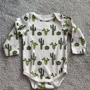 Baby Long-Sleeve Cactus One-Piece Bodysuit - 100% Organic Cotton